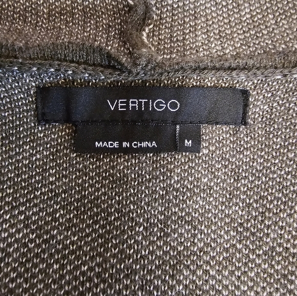 Olive Green Vertigo Long Open Drape Sweater Jacket with Hood Aztec Print Size M - Picture 7 of 9